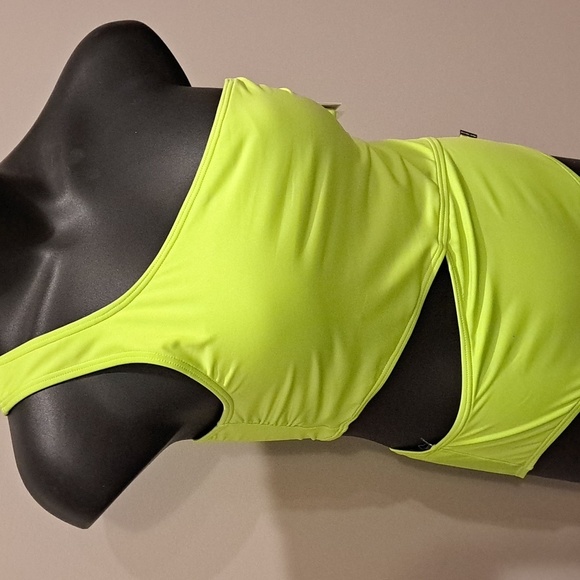 Michael Kors Limeade Color One Shoulder Cutout One Piece Swimsuit - Picture 4 of 11